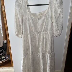 MELLODAY White Puff Sleeve Sundress with Square Neck